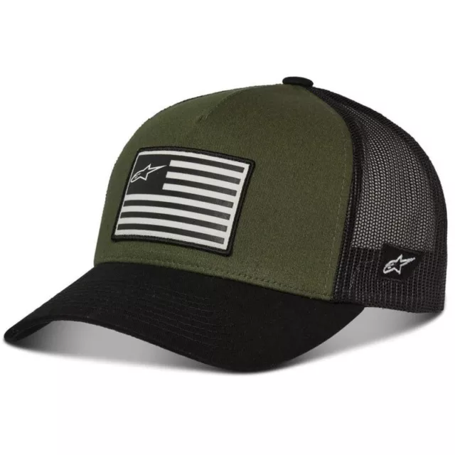 Alpinestars Flag Snapback Trucker Mesh Military/Black Cap Hat One Size Fits Most