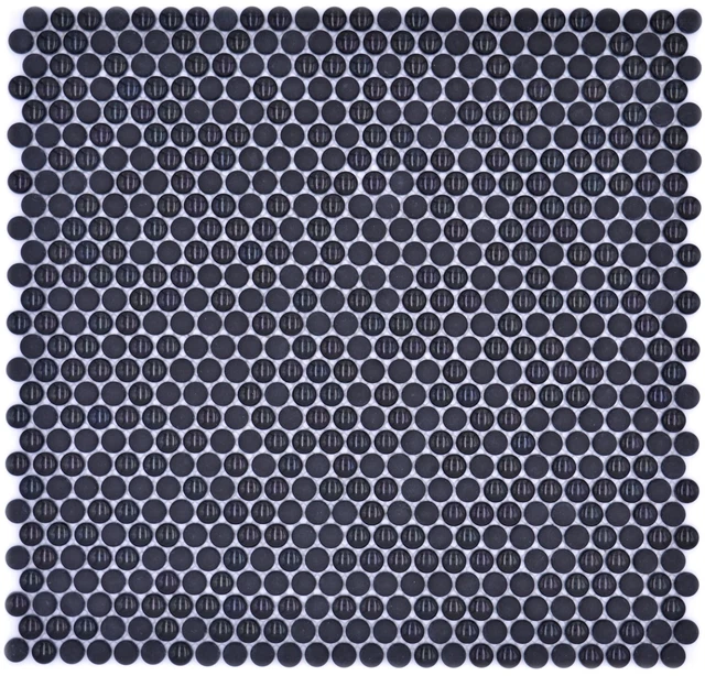 Mosaico de vidrio mezcla botón negro brillante/mate pared de ducha baño WB140-0311 | 1 esterilla