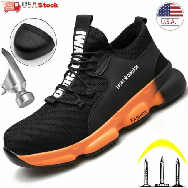 Mens Waterproof Indestructible Work Boots Sports Steel Toe Safety Shoes Sneakers