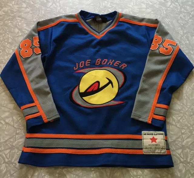 Vtg 90's Joe Boxer Happy Face Logo Mesh Hockey Jersey Kids Pullover Top Size S