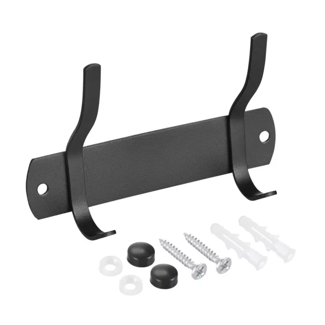 Coat Hook Rack Wall Mounted with 2 Hooks Hook Rail Wall Hangers Black