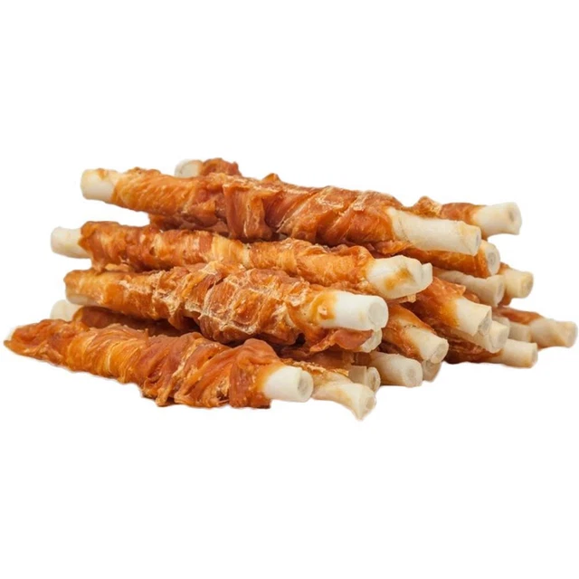 110g Chicken Wrapped Jerky Beef Twists Chews Snacks I1G8 Rawhide Hot！！！ Pet G2E1