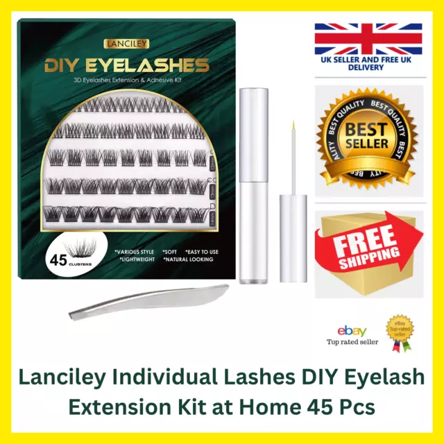 Lanciley Individual Lashes 45 Clusters Lashes CC Curl DIY Eyelash Extension Kit