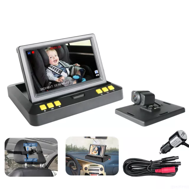 720P Baby Monitor Car DVR Camera View Infant in Rear Facing Seat 4.3" Screen HD