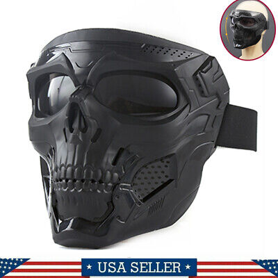 Tactical Skull Full Face Mask Airsoft Paintball Halloween Cosplay Black Outdoor