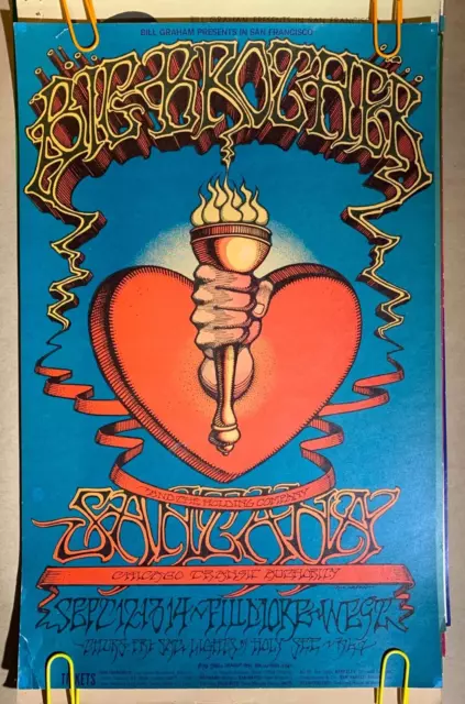 Big Brother Santana 1968 Fillmore Auditorium Bill Graham Concert Poster Bg-136