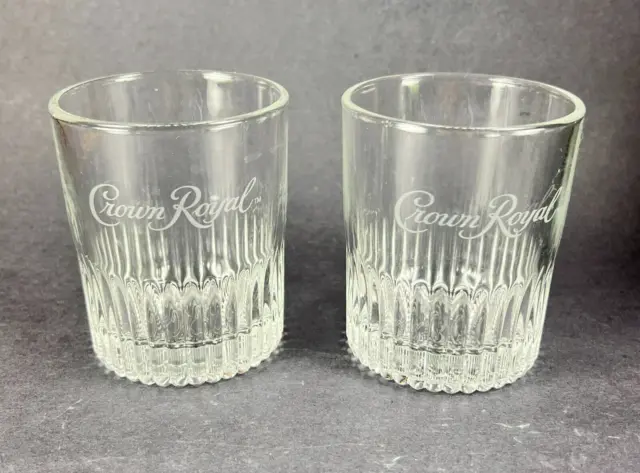 Etched Crown Royal Limited Edition Lowball Whiskey Glasses Cocktail 8oz Lot of 2
