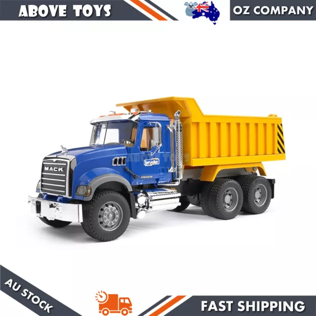 Bruder 1:16 Scale Mack Granite Tip Construction Truck Yellow Blue Model Toy