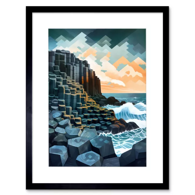 Giant's Causeway Northern Ireland Basalt Formations Framed Wall Art Print 12X16