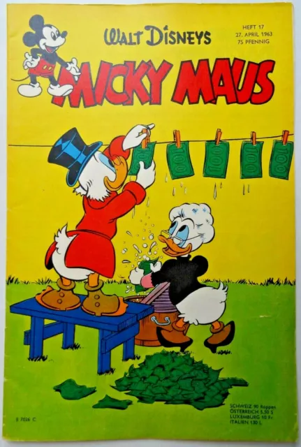 1 Micky Maus Heft Nr. 17 aus 1963, mit Schnipp und Sammelbild, Zustand 1-2