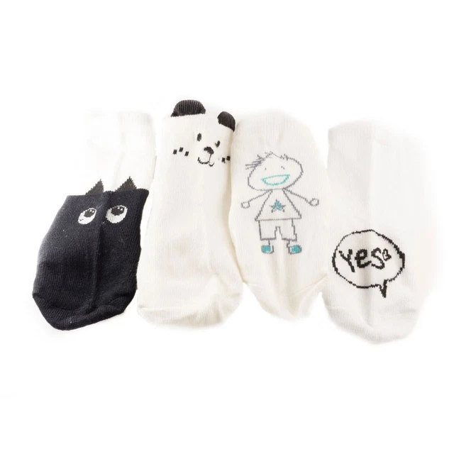MonkeyEAT Baby Anti Slip Yes No Bear Cat Eyes Boy Socks Set of 4 Pairs