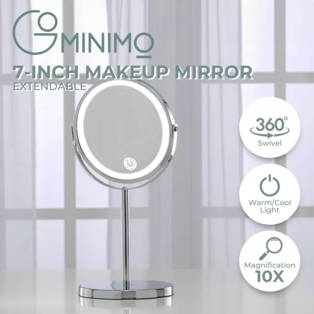 Gominimo 10x Magnifying Makeup Mirror with LED Light Cosmetic 360°Rotation