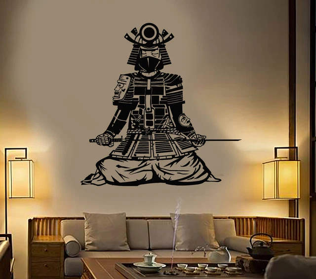 VINYL WALL DECAL Asian Samurai Japanese Warrior Style Sword Stickers