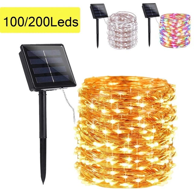 100/200 LED Solar Fairy String Lights Outdoor Waterproof Garden Yard Decor White