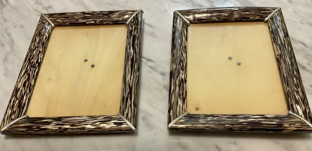 Set of Two Rare Vintage Tiger Stripe Enamel Picture Frames w/ Glass.  Gorgeous!
