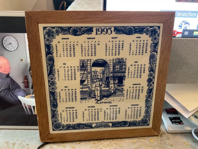 Platwelbakkery Schoonhaven Holland Delft Tile 1993 Calendar Framed