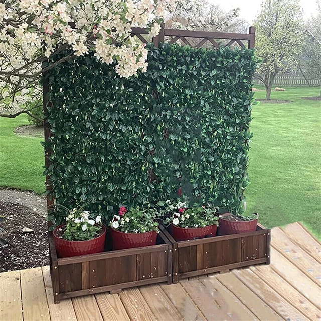 TROUGH GARDEN WOODEN Planter Box Flower Grow Pot with Trellis Lattice