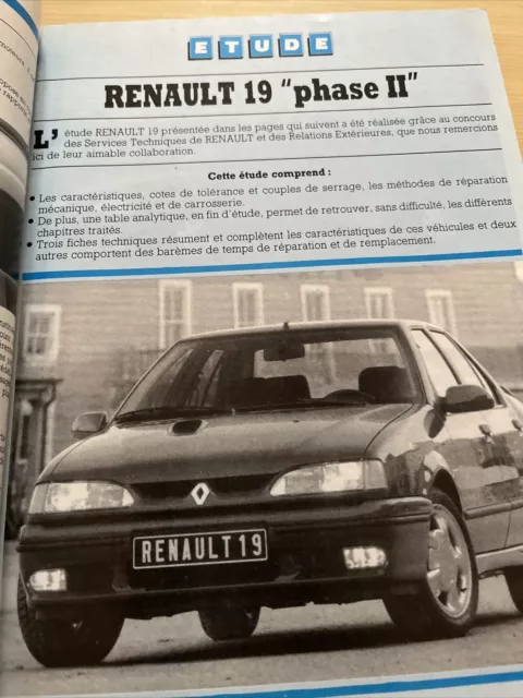 Revue  technique RENAULT 19 1.4 1.8 i 16s Cabriolet 1.9 D DT RL RN RT R 19 PH 2 3