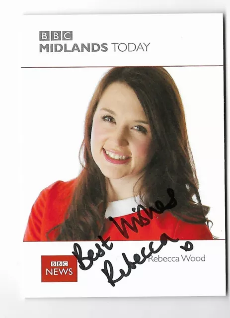 Rebecca Wood BBC Midlands Today News presenter hand signed photo card 6 x 4