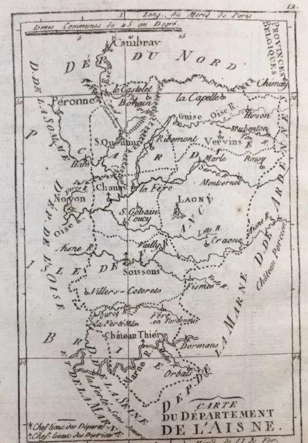 Aisne 1790 Laon Rozoy Craone Soissons Noyon Vervins Péronne Hirson La Capelle