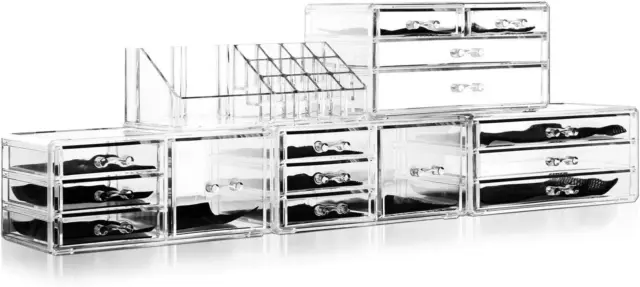 Felicite Home Acrylic Jewelry and Cosmetic Storage Makeup Organizer Set