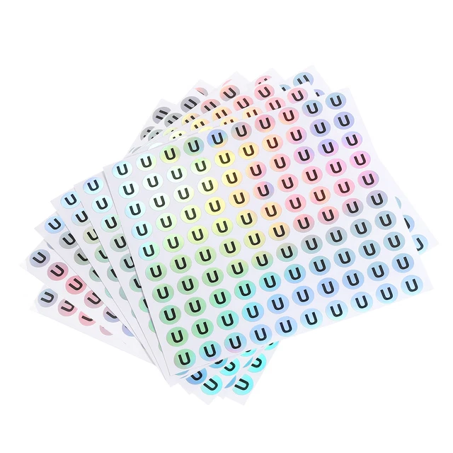 CAPITAL LETTER STICKERS, Alphabet U Round Self-Adhesive Reflective 10 ...
