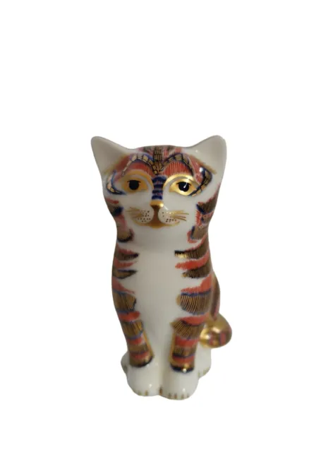 Royal Crown Derby Cat Paperweight, with Gold stopper,  in VGC,