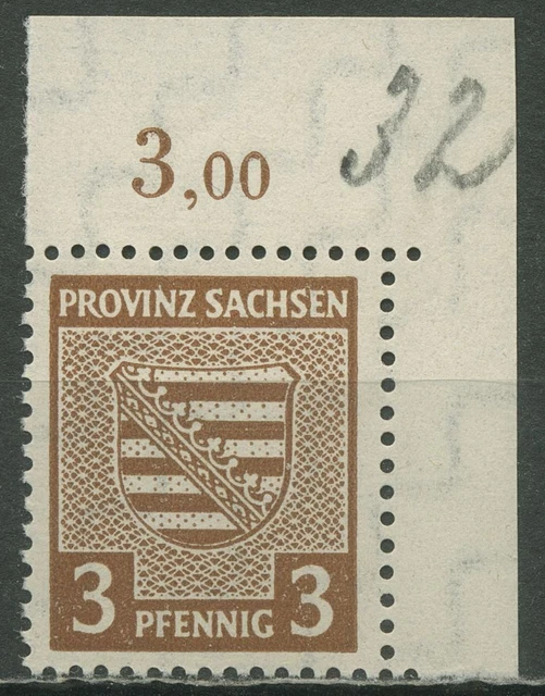 SBZ Provinz Sachsen 1945 Provinzwappen 74 X Ecke 2 ndgz. postfrisch