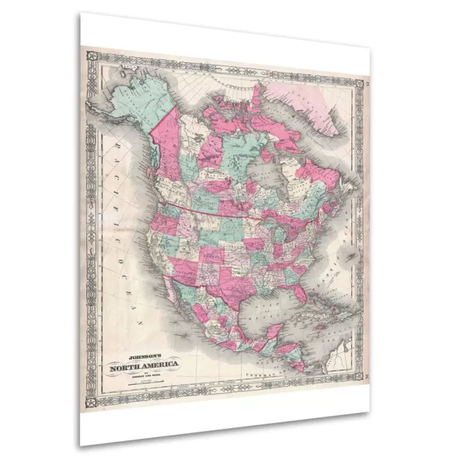 North America; Canada, United States, Mexico; 1864 Johnson Map 3