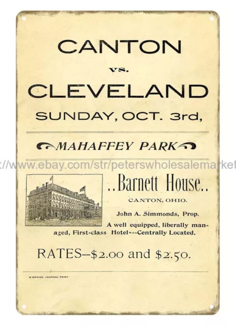 1897 Cleveland vs. Canton baseball scorecard metal tin sign bathroom wall accent