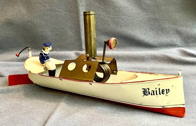 Blechspielzeugboot, „Bailey“ Feuerantrieb, 31 cm, Steuermann, Bj.  1990