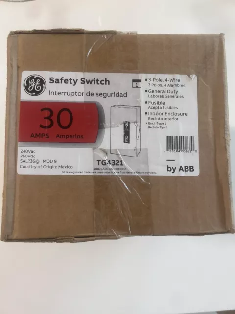 Ge Tg4321 30A 240/250V 3-Pole 4-Wire Fusible General Duty Safety Switch
