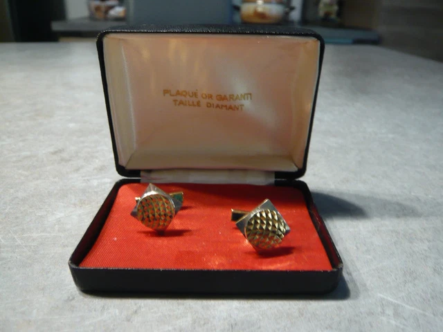 Boutons De Manchette Plaqués Or - Neufs En Stock - Coffret - Bijou Vintage Homme
