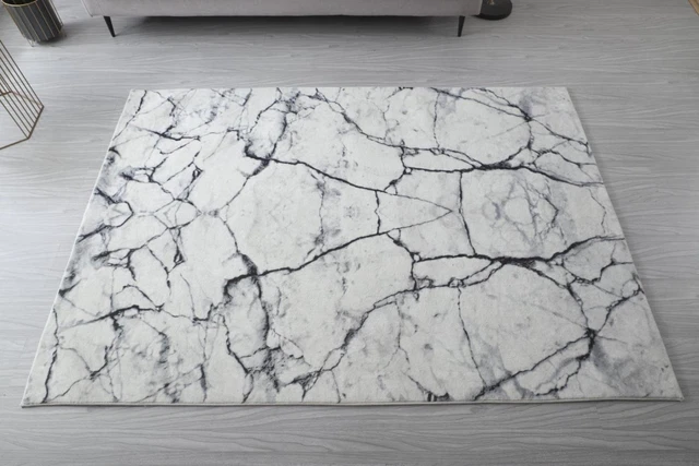 Retro Collection Polyester White And Grey 8' X 10' Area Rugs RT06810