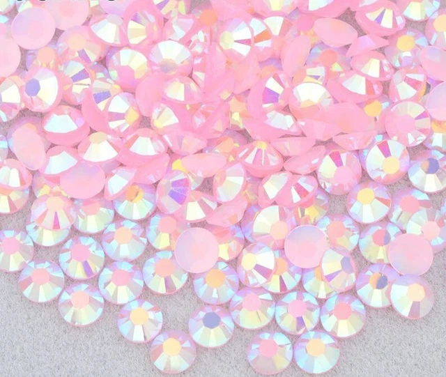Jelly Pink Flatback Round Beads Rhinestone Glittler Nail Arts Craft Glue On Bead