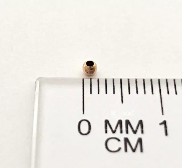 100 Stck. 2 mm 14k Roségold gefüllt nahtlos runde Perle Mini Abstandhalter S02rg 2