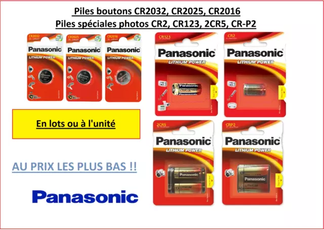 Piles Cells Panasonic CR2032 CR2025 CR2016 CR2 CR123 2CR5 CR-P2