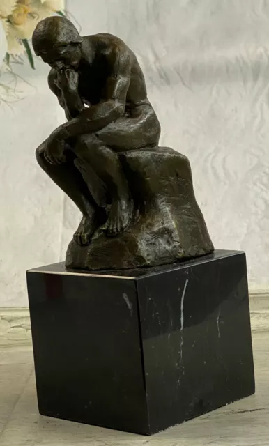 Rodin Il Pensatore Sensuale Maschio Nude Bronzo Marmo Statua Scultura Fine Art