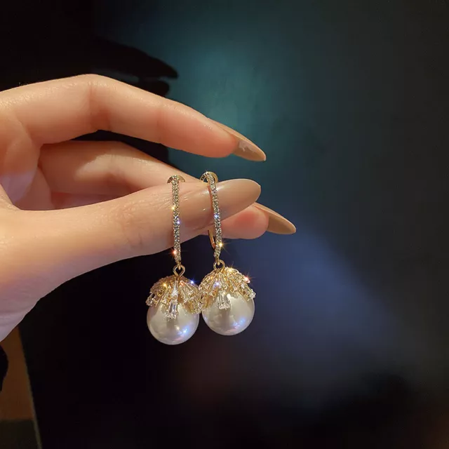 2022 Fashion Pearl Crystal Hook Earrings Stud Drop Dangle Women Charm Jewellery