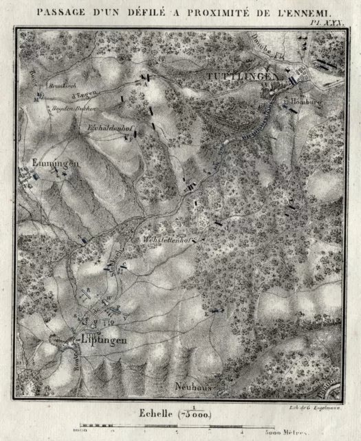 Tuttlingen Umgebungskarte Original Lithografie Engelmann 1820