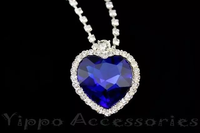 Titanic Heart Of The Ocean Blue CZ Crystal Necklace Pendant