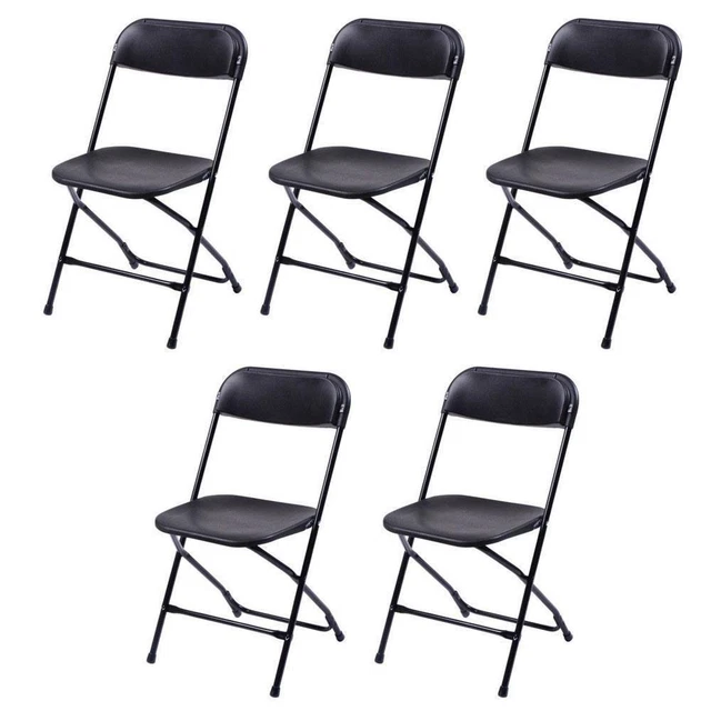 Hot Lot5 Plastic Commercial Wedding Quality Stackable Folding Chairs Party Black