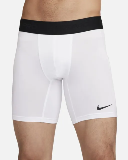 NEW Mens Size L Nike Pro Dri-Fit Compression Shorts w Side Pockets White Tight