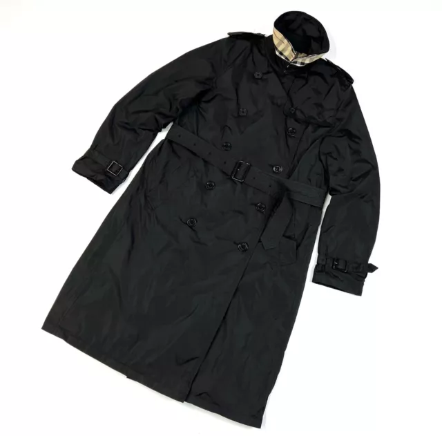 Women's BURBERRY Black Nylon Double Breasted Lightweight Trench US10 U12 M/L