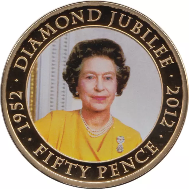 2012 50p Fifty Pence Diamond Jubilee Elizabeth II Bailiwick of Guernsey Coin B1