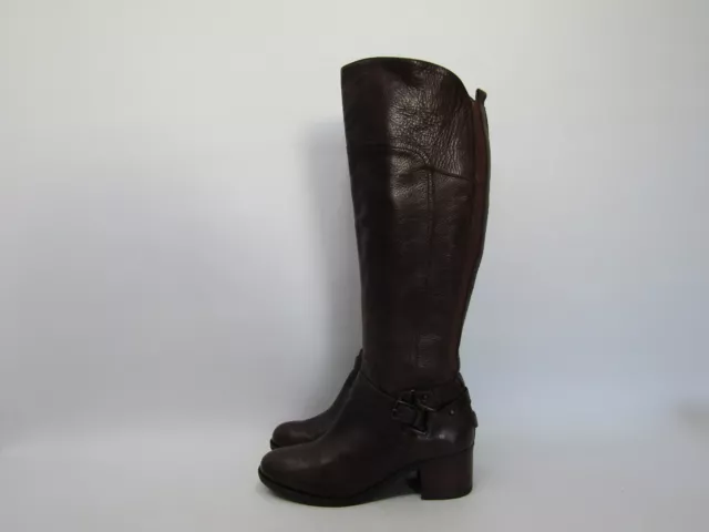 Marc Fisher Womens Size 8.5 M Brown Leather Buckle Zip Knee High Fashion Boots