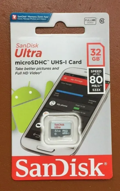 SanDisk 32 Go microSDHC UHS-I micro SD Ultra 80 Mo/s 
