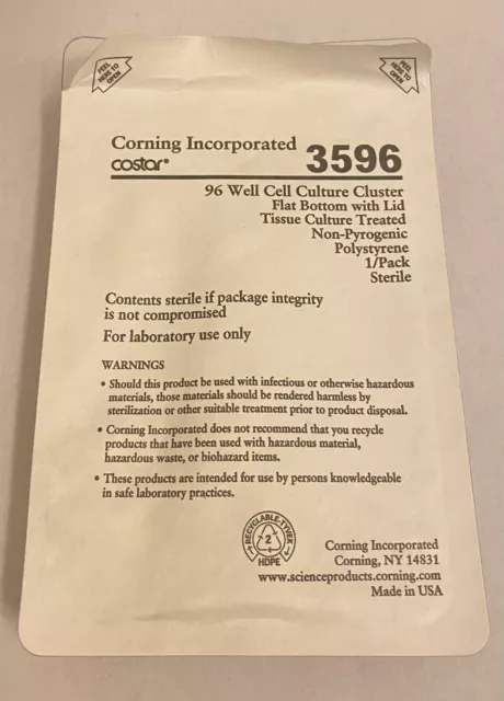 Lot of 11 Corning Costar 96 Well Plate flat bottom w/Lid sterile, 3596 2