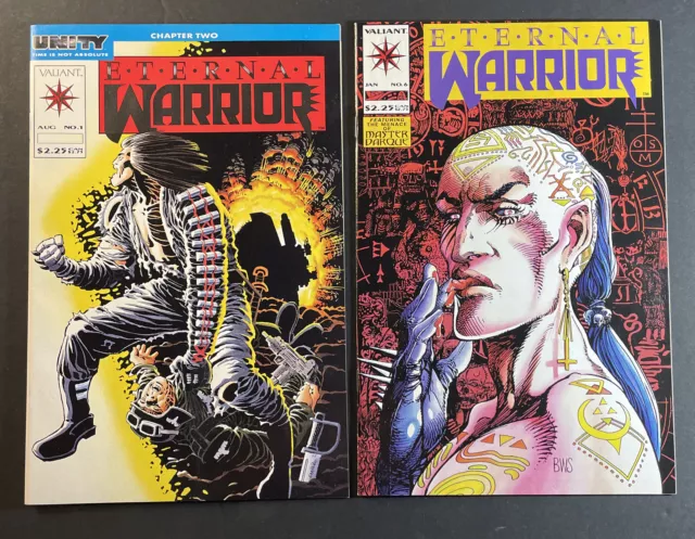 Eternal Warrior 1 & 4 Frank Miller & BWS covers Valiant Comics 1992. NM (L3)