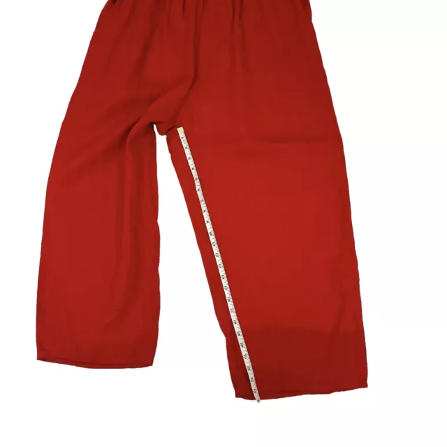 FLAX WOMEN RED Linen Pull On High Rise Wide Leg Capri Pants Large ...
